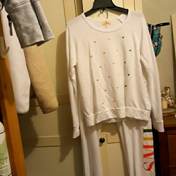 Sundry White Sweatshirt & Joggers Sweatpants Terry size 1 Coordinated Set NWOT - Picture 4 of 17